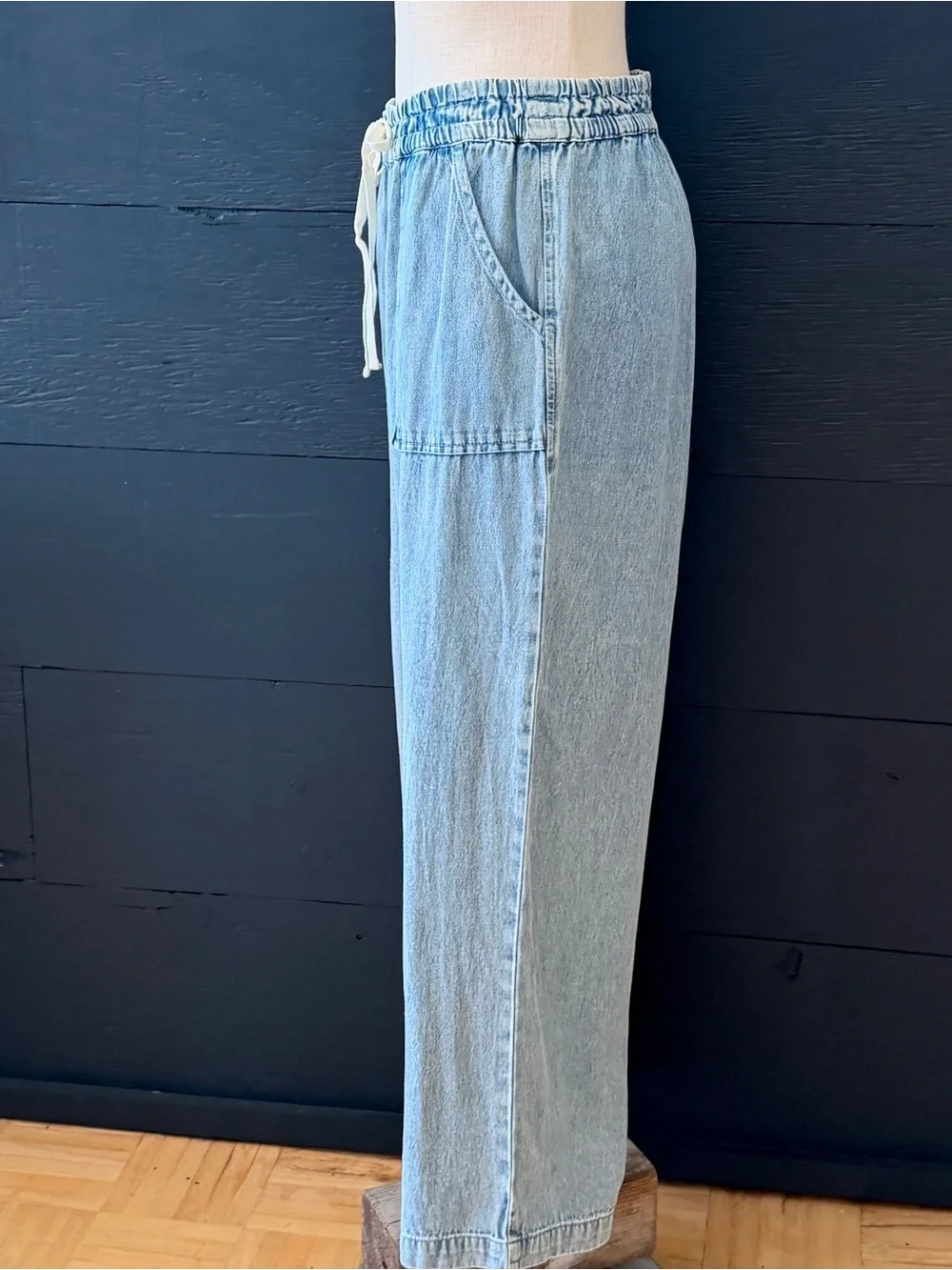 O’Neill Sevie Denim Pants in Drifter Light Blue Denim Wide Leg Pants Size M